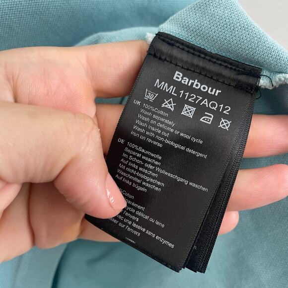 Barbour Polo Shirt Mens L Light Blue Short Sleeve Embroidered Logo Casual Golf - Picture 5 of 7